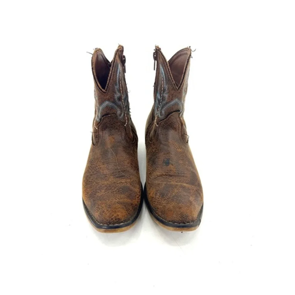 Roper Women‎ Brown Distressed Faux Leather Western Ankle Boots Size 8.5 B